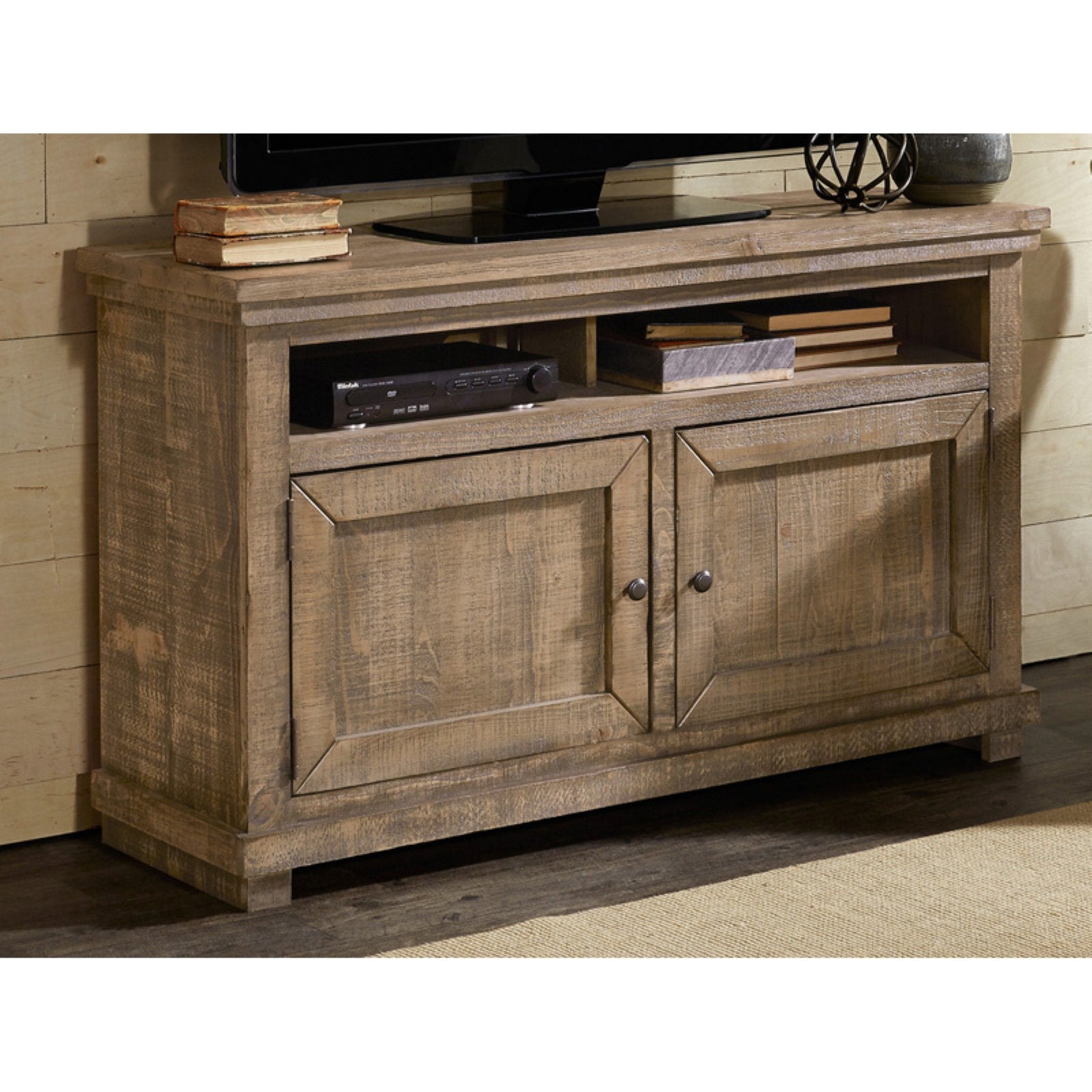 Progressive Furniturernational Furniture Willow 54 Inch Tv Console Entertainment Stand Weathered Gray 54&quot; W X 17&quot; D X 32&quot; H