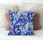 HomeRoots Light Green Magenta 16' Bright Blue Springtime Zippered Suede Throw Pillow