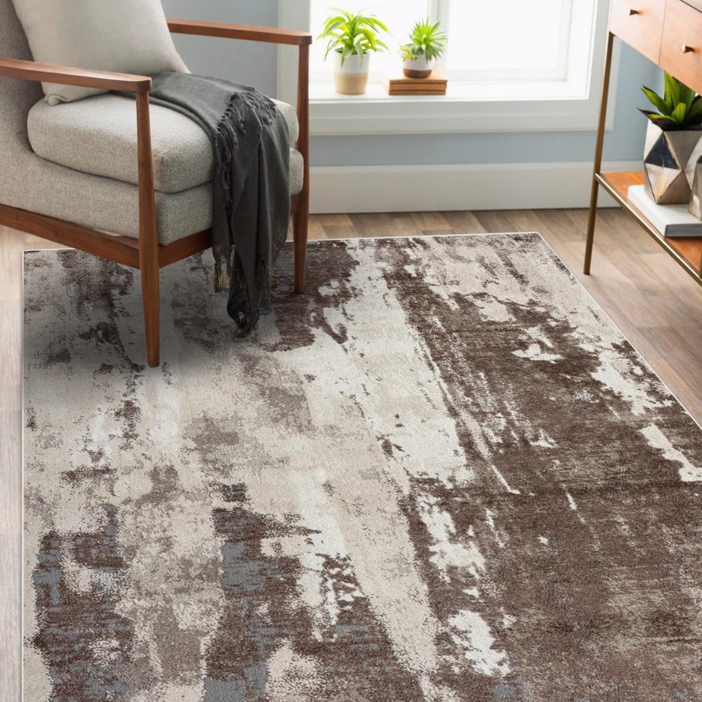 LUXE WEAVERS Euston Collection 7681 Brown 8x10 Modern Abstract Area Rug