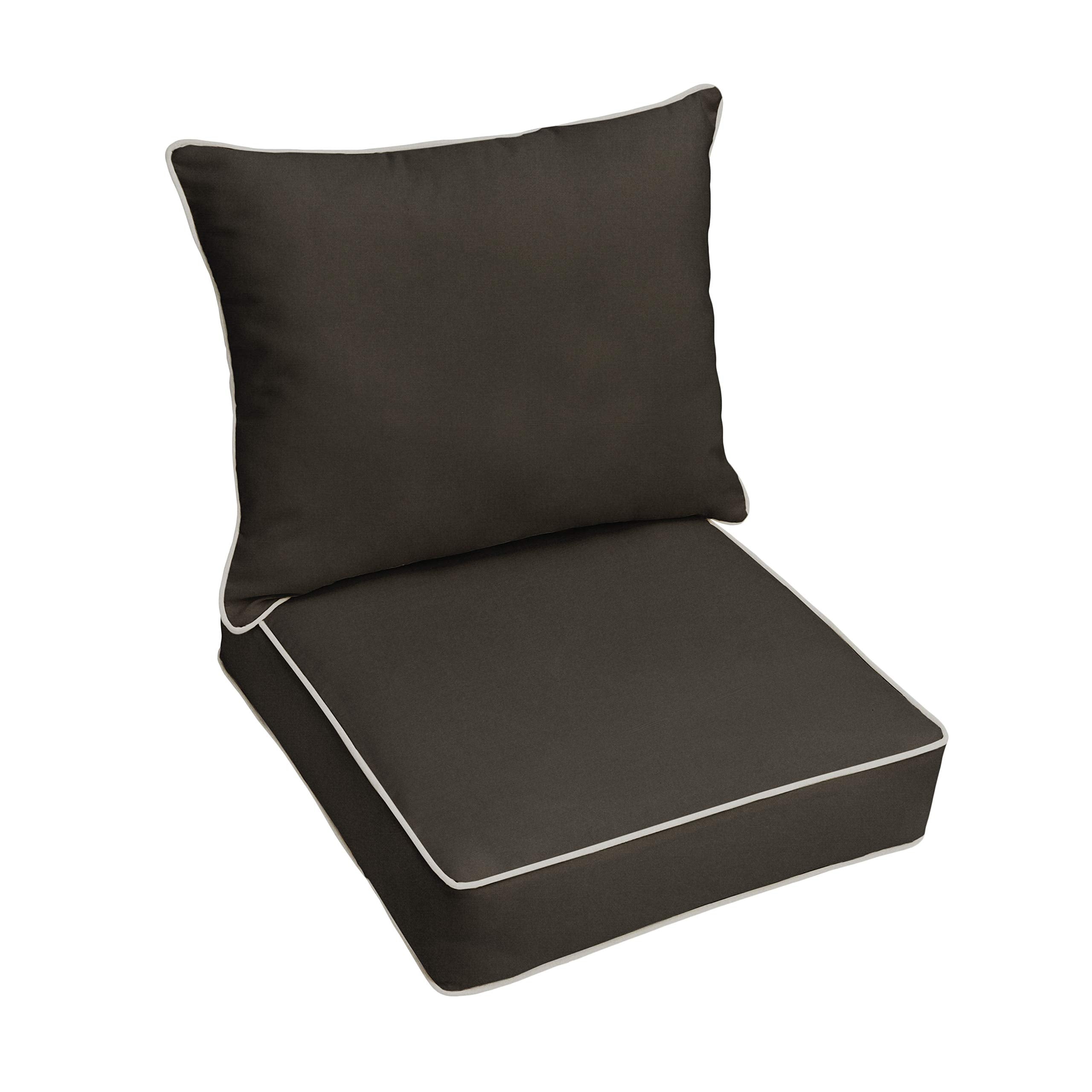 Sorra Home Indoor Or Outdoor Sunbrella Deep Seating Cushion & Pillow Set With Corded Edges, 1 Count (Pack Of 1), Canvas Black