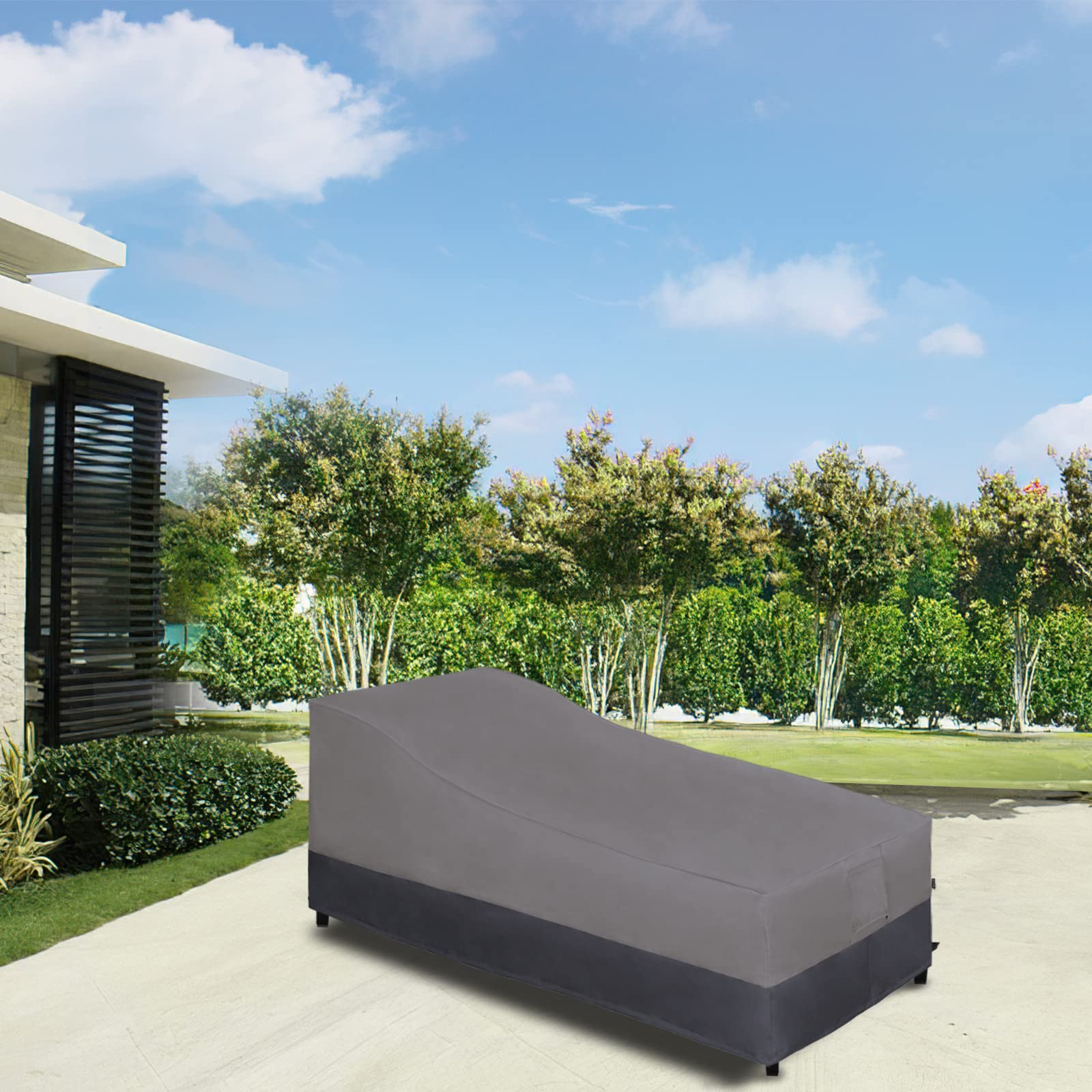 Easy-Going Waterproof Outdoor Chaise Lounge Cover, Heavy Duty Patio Lounge Chair Cover, Windproof Outdoor Furniture Cover With Air Vent 2 Pack-78Wx35.5Dx33H Inch, Gray/Dark Gray