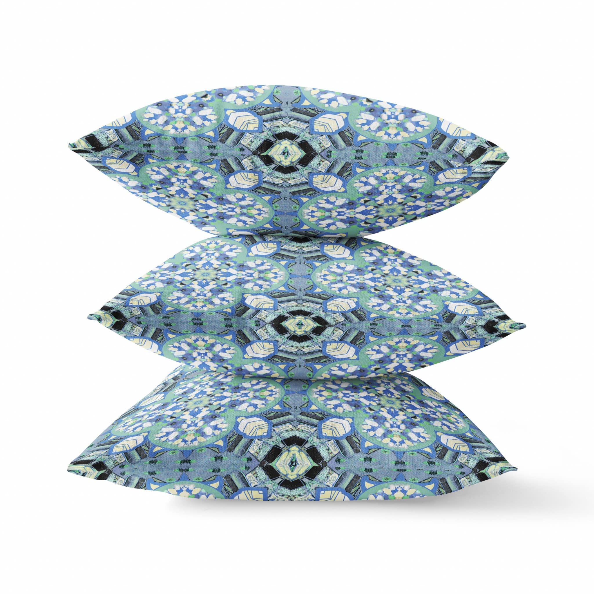 HomeRoots Blue White Black Sapphire White Cloverleaf Boho Suede Throw Pillow