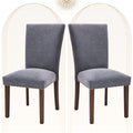 COLAMY Upholstered Parsons Dining Chairs Set of 2, Fabric Dining Room Kitchen Side Chair with Nailhead Trim and Wood Legs - Dark