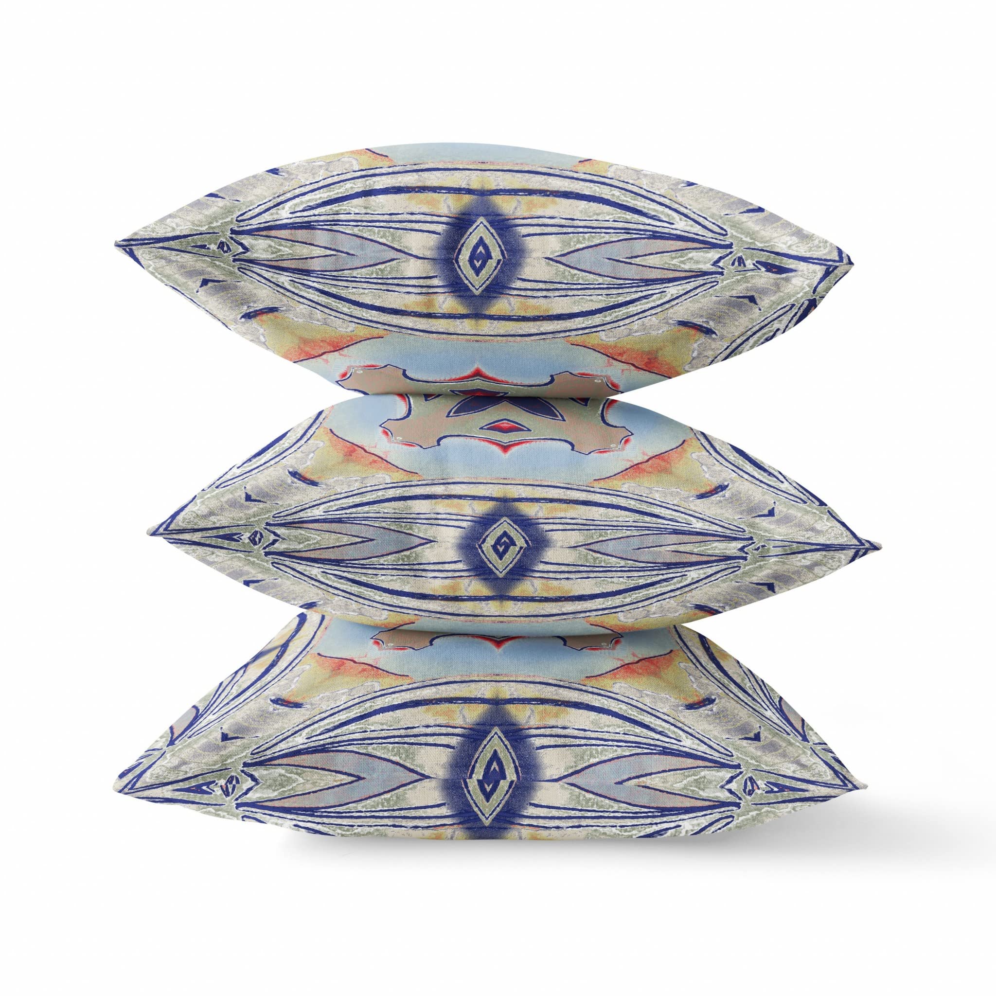HomeRoots Muted Green Orange 20â€ Navy Sage Geo Tribal Suede Throw Pillow