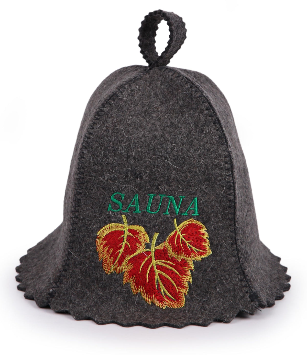 Sauna Hat Birch Leafs - Sauna Hat For Women - Wool Sauna Hat - Sauna Hat For Men - Bathhouse Hat - Natural Felt Sauna Cap (Gray)