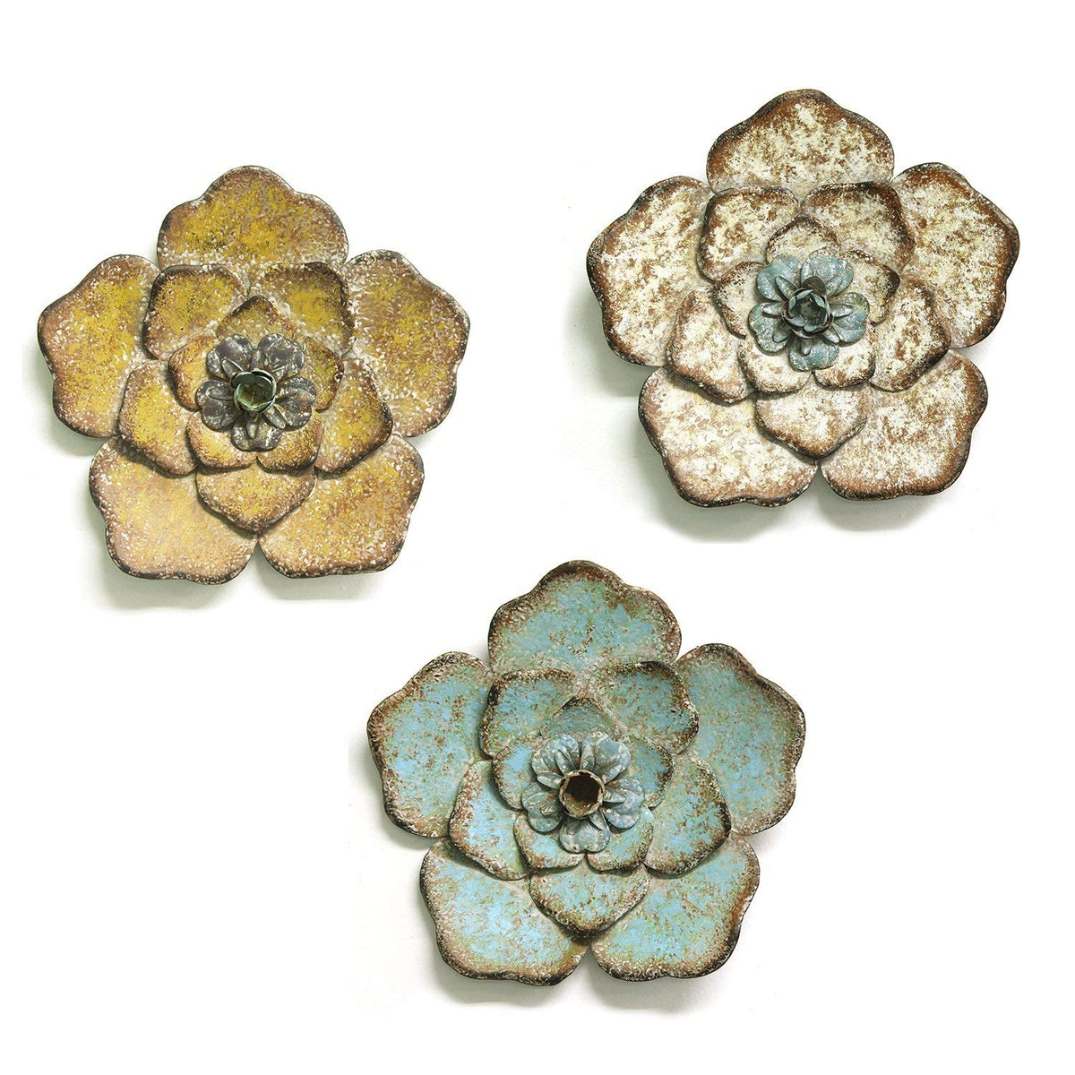 HomeRoots 8.25' X 1' X 8.25' 3Pcs Rustic Flower Wall Decor