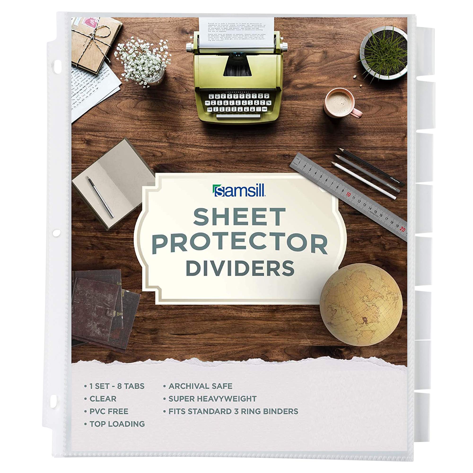 Samsill Sheet Protector Dividers, 8.5 X 11 Inch Page Protectors For 3 Ring Binder With Pockets, Super Heavy Duty, 8 Binder Divid