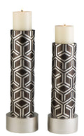Ok Lighting Ok-4276-C1 Savannah Chestnut Candle Holder Set, Brown And Silver