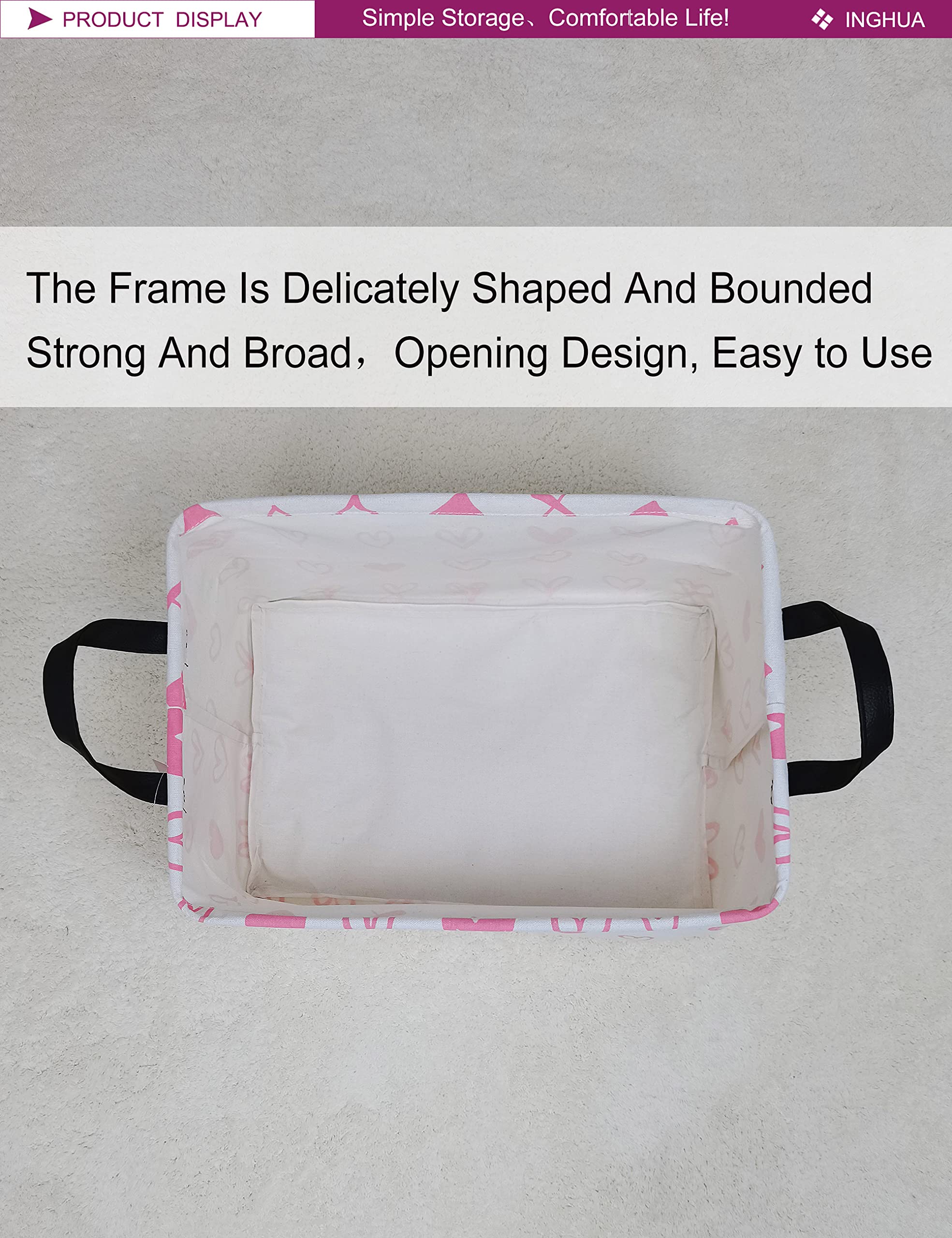 Inghua Rectangular Storage Basket Fabric Organizer Bin For Toys,Books,Clothes,Gifts,Pets-Perfect For Home,Office,Nursery,Dorm,Sh