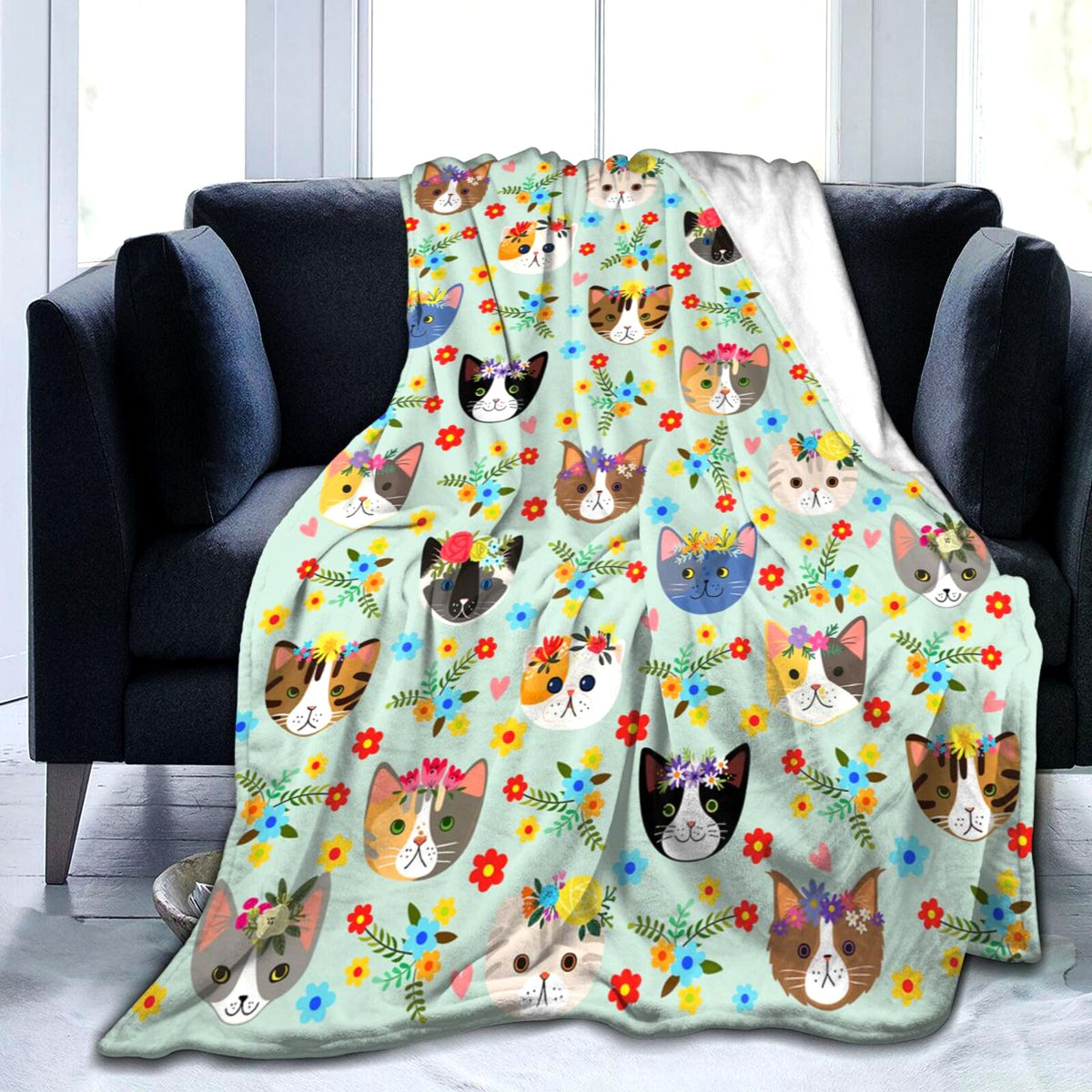 Cute Cat Blanket For Cat Lovers Soft Cozy Warm Flanne Cat Throw Blankets Bedding Gifts For Girls Women Men Kids Adults 50'X40'
