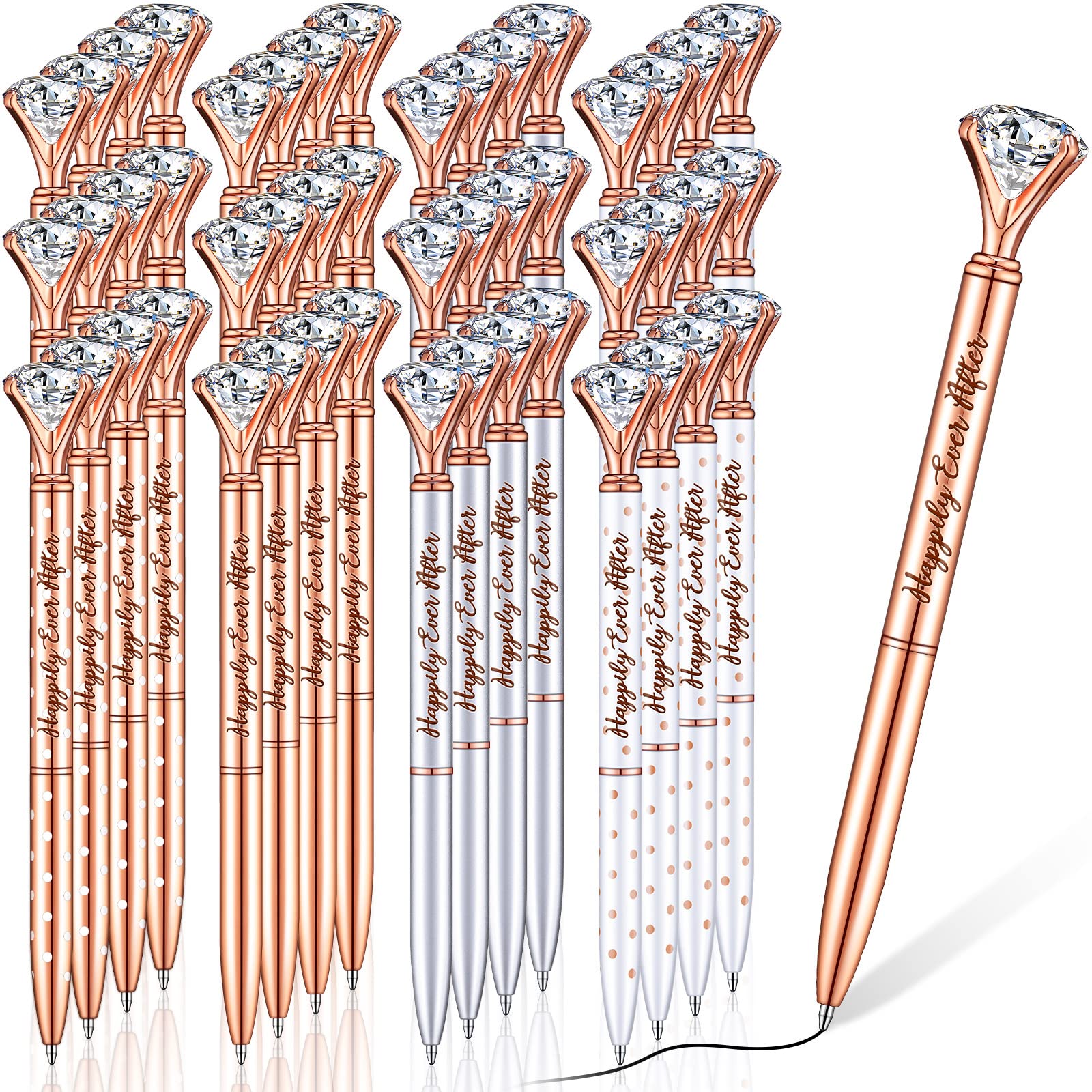 Yexiya Bridal Shower Gifts For Guests Diamond Pens Wedding Rose Golden Crystal Ballpoint Pens Bling Happily Ever After Pens For