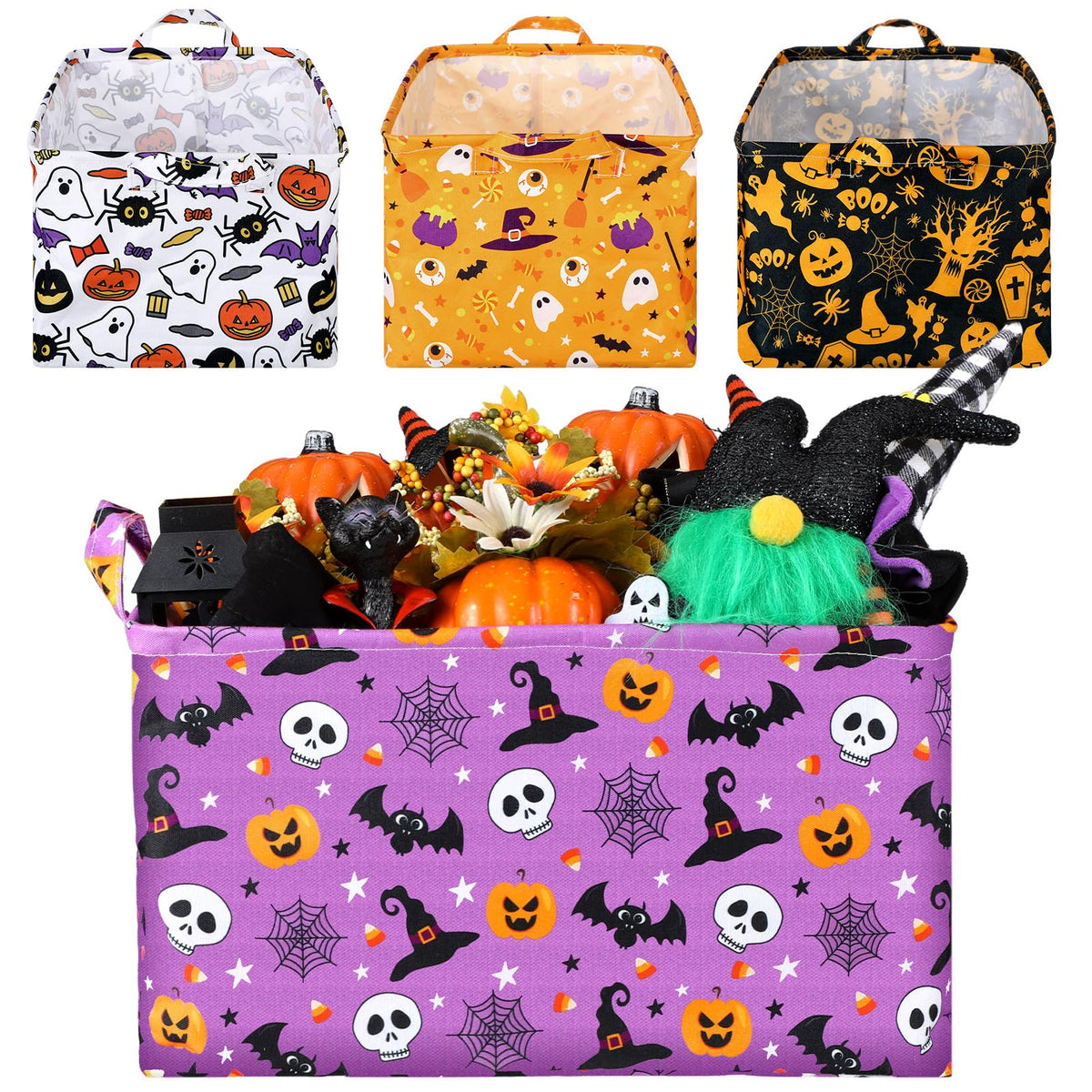 Breling 4 Pcs Halloween Baskets Spooky Boo Baskets