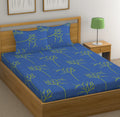 Huesland By Ahmedabad Cotton 144 Tc Cotton King Size Bedsheet With 2 Pillow Covers  Blue(9Ft X 9Ft)