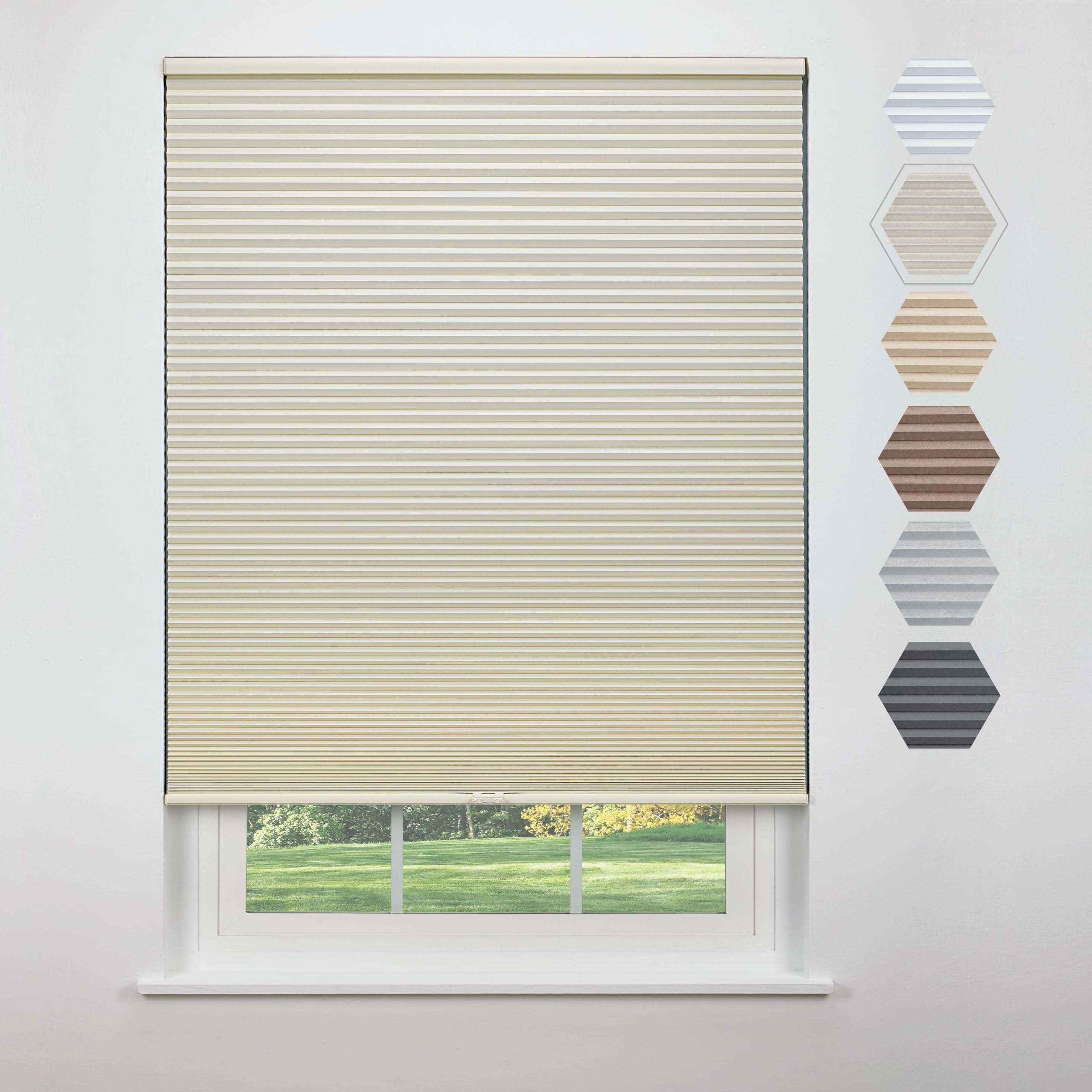 Linen Avenue Cordless Standard Blackout Cellular Shade 44 W x 66 H, Seashell (Arrives 1/4  Narrower)