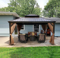 Domi Outdoor Living 12 X 14 Hardtop Gazebo, Outdoor Aluminum Frame Canopy With Galvanized Steel Double Roof, Outdoor Permanent M