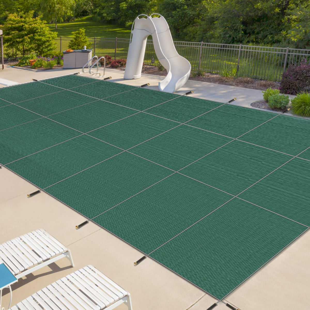 Icover Pool Safety Cover, Fits 16X32Ft Rectangle Inground Swimming Pool, Heavy Duty Mesh High Strength Pool Cover, Hardware And