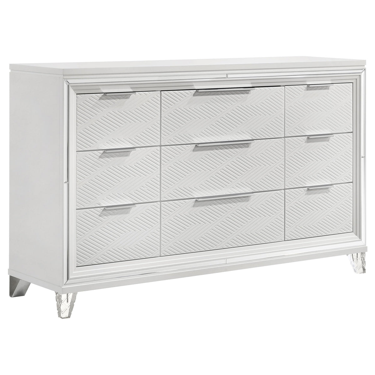 Coaster Home Furnishings Marmore Contemporary 64-inch 9-Drawer Bedroom Dresser Clothing Storage Cabinet Wide Chest of Drawers Organizer Unit White 224963