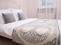 Saol Knitwear Bed Scarf Runner Irish Three Of Life Made Of Soft Wool Blend (Grey, Single Bed)