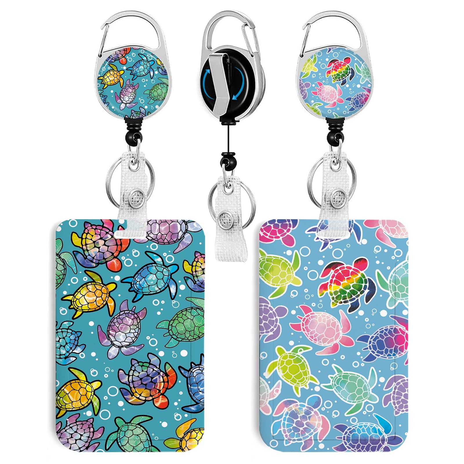 2 Pack Sea Turtle Id Badge Holder With Clip Badge Reels Retractable Heavy Duty,Keychain,Id Holder For School Nurse Office 2