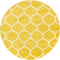 Unique Loom Trellis Frieze Collection Area Rug - Rounded (4' 1'' Round, Yellow/ Ivory)