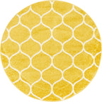 Unique Loom Trellis Frieze Collection Area Rug - Rounded (4' 1'' Round, Yellow/ Ivory)