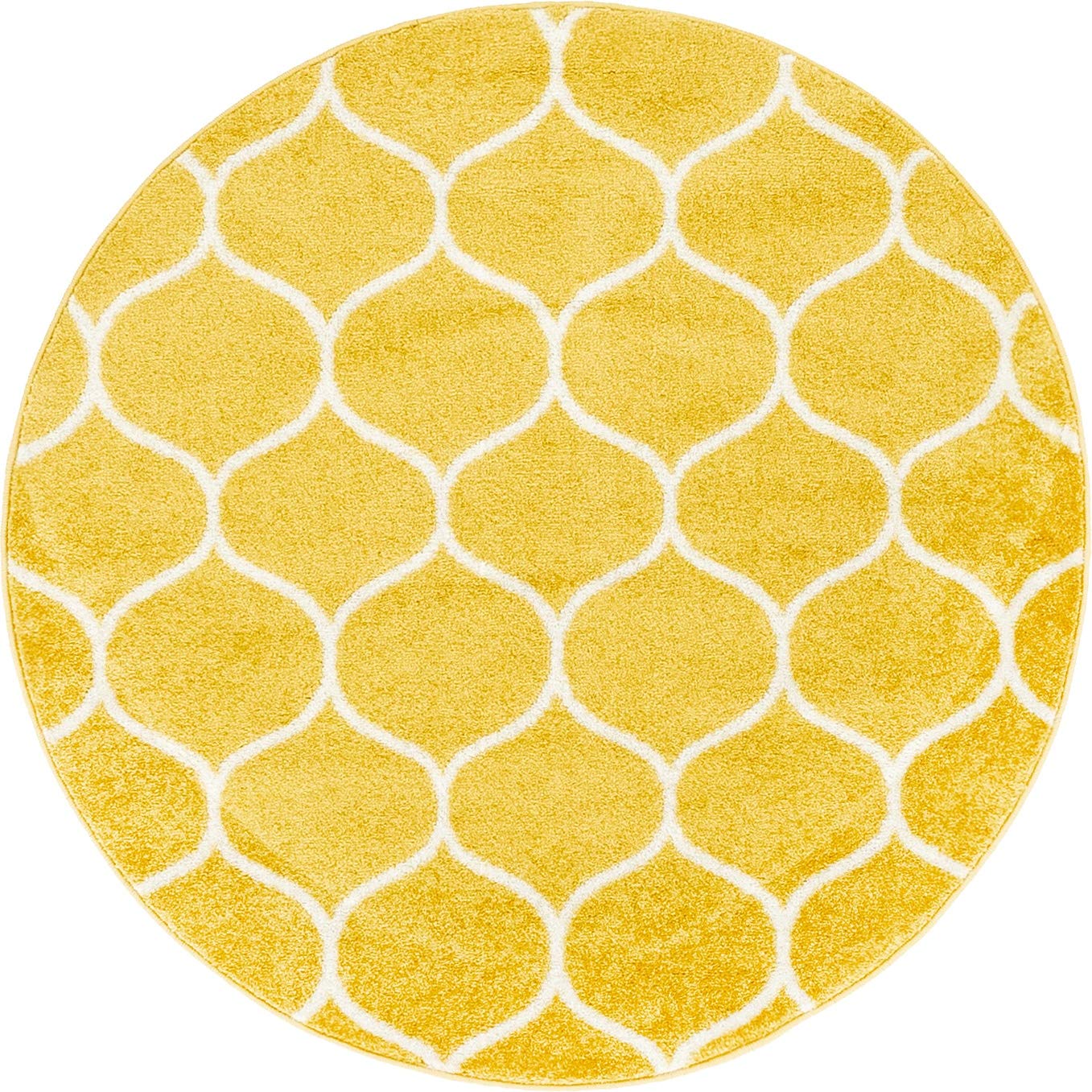 Unique Loom Trellis Frieze Collection Area Rug - Rounded (4' 1'' Round, Yellow/ Ivory)