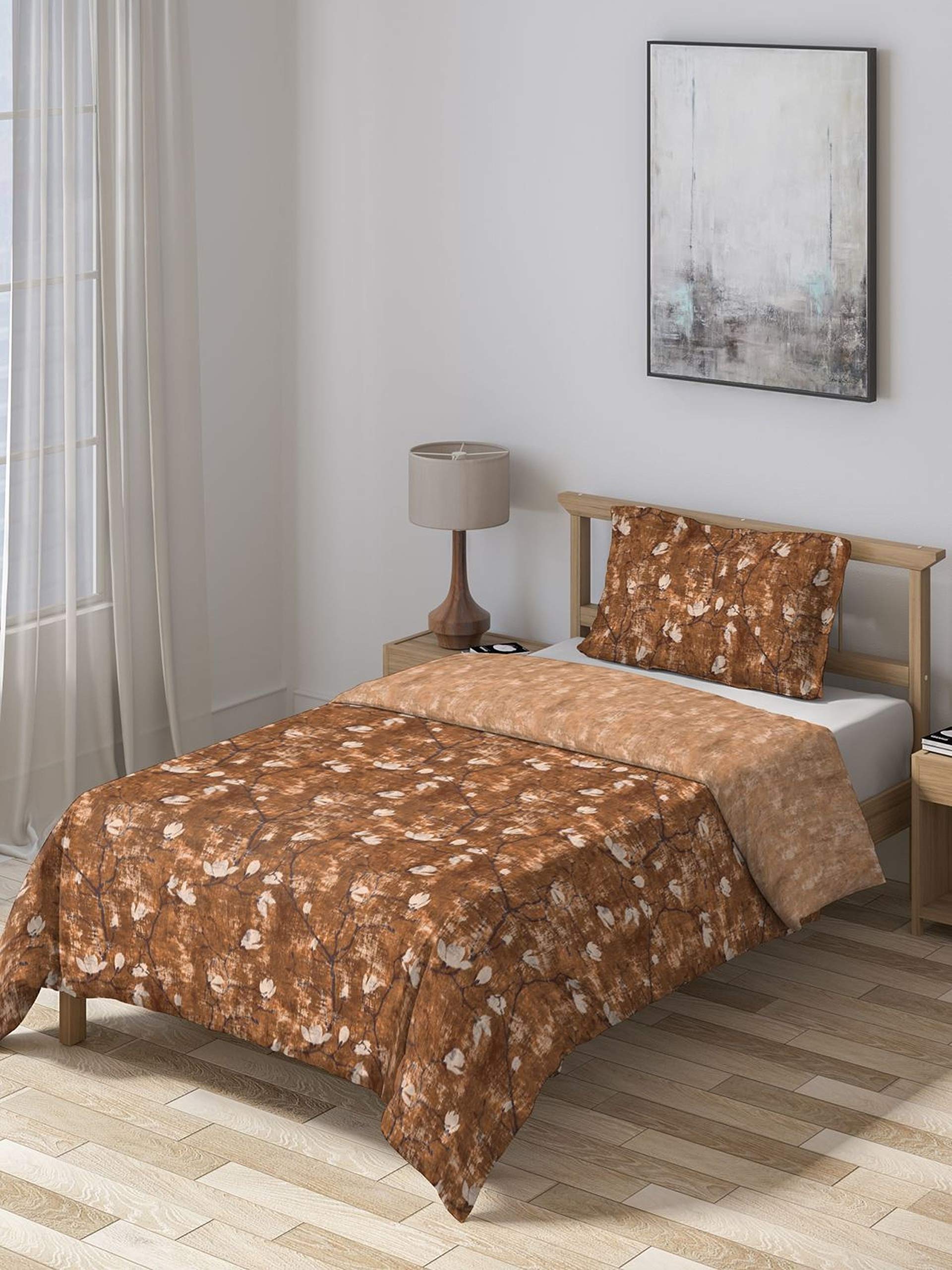 DDecor Live Beautiful 150Tc 1 Single Comforter  Brown (152 Cm X 229 Cm, 60In X 90In)