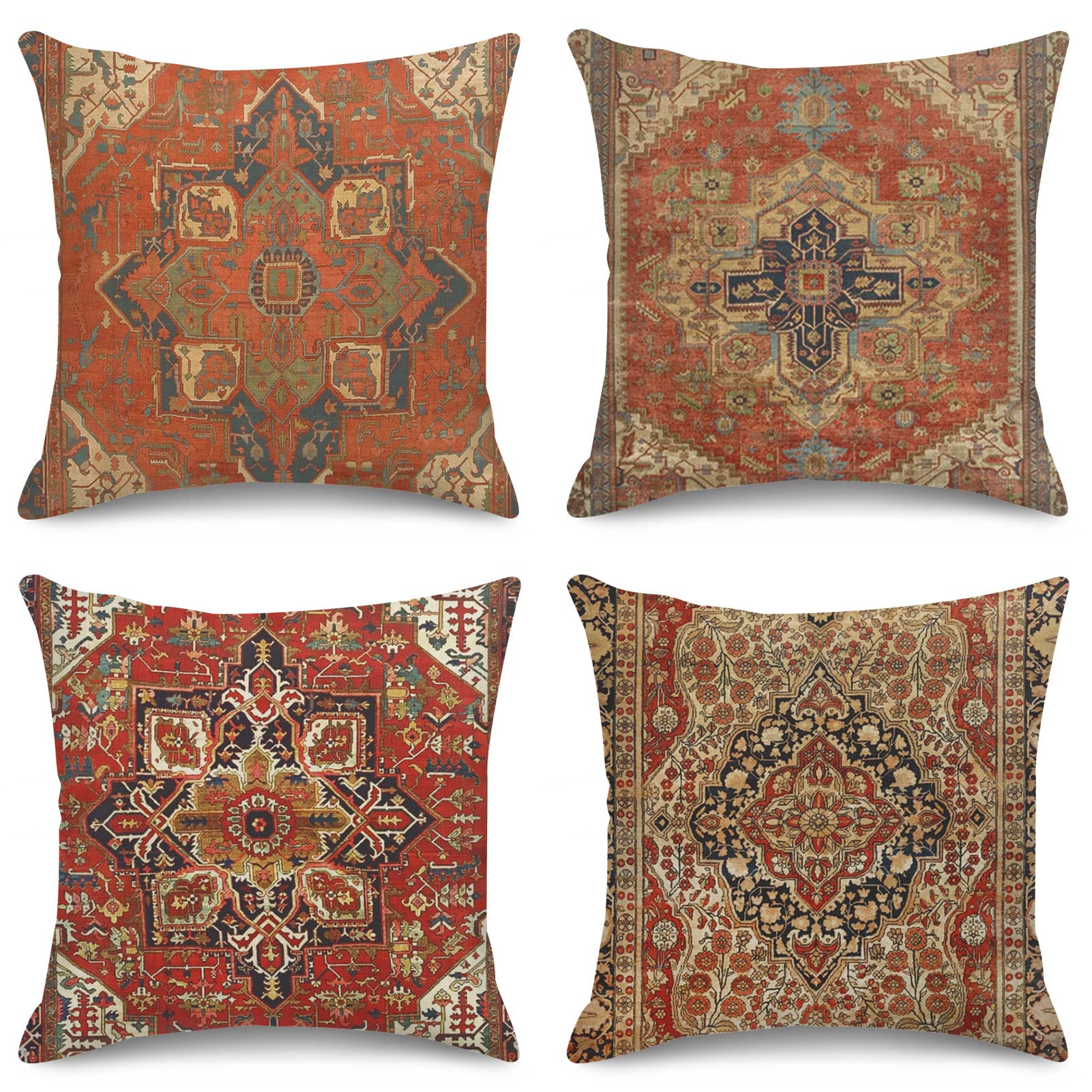 Sanwarm Throw Pillow Covers Home Decor Set Of 4 Pillow Cases Decorative 20 X 20 Inches Cushion Couch Sofa Pillowcases Turkey Vak