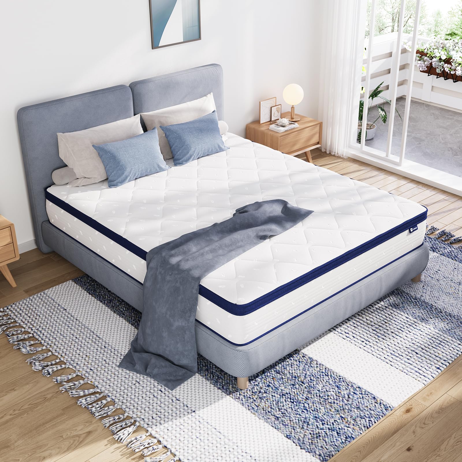 Avenco 12 Inch Queen Mattresses in a Box, Hybrid Queen Size Mattresses with Comfort Foam and Pocket Coils for Pressure Relief & 