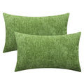Calitime Pack Of 2 Cozy Throw Pillow Covers Cases For Couch Sofa Home Decoration Solid Dyed Soft Chenille 16 X 26 Inches Forest