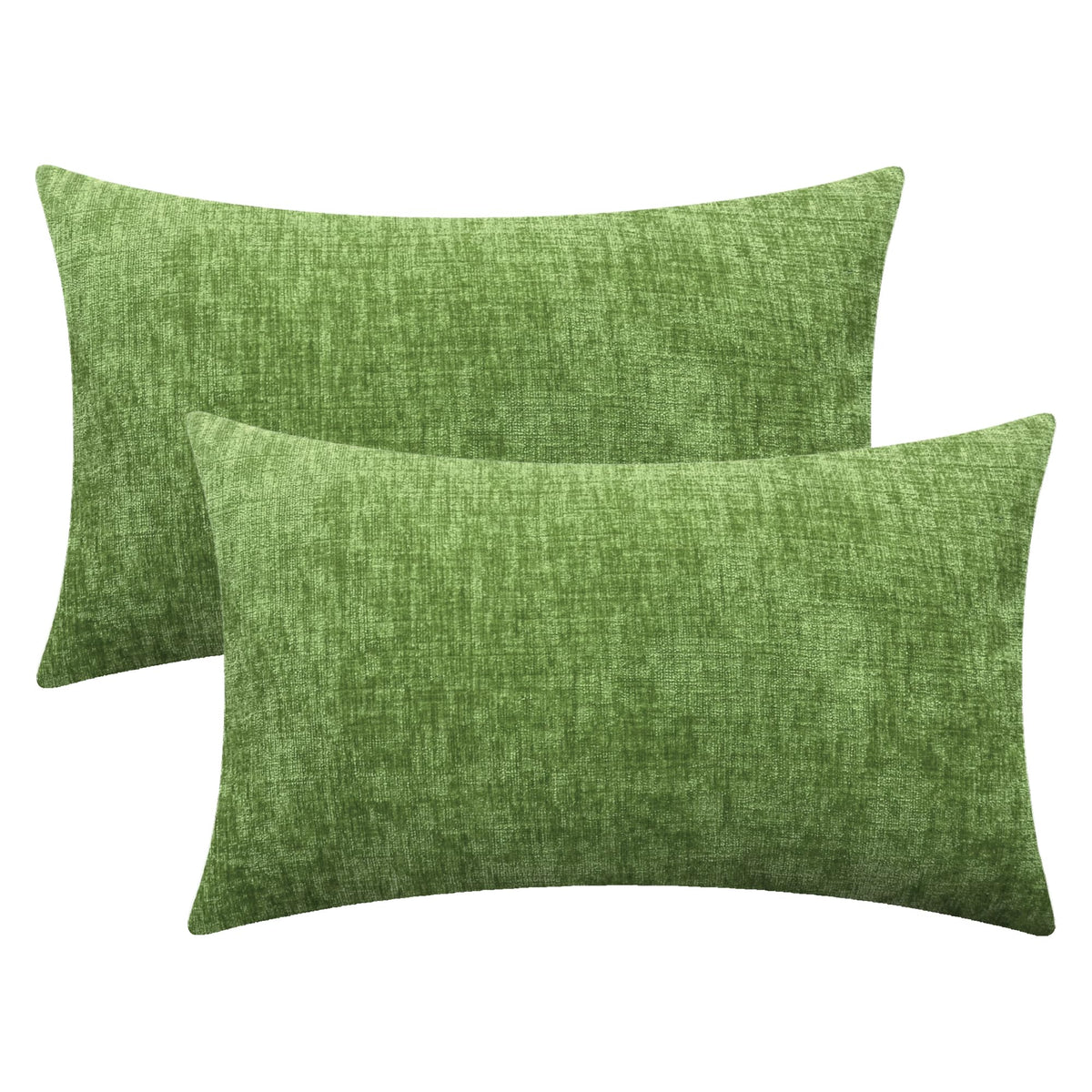Calitime Pack Of 2 Cozy Throw Pillow Covers Cases For Couch Sofa Home Decoration Solid Dyed Soft Chenille 16 X 26 Inches Forest