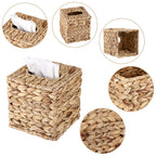 Sumnacon Tissue Box Cover Water Hyacinth Tissue Box Sqaure Tissue Holder Woven Tissue Cover Wicker Cube Tissue Box Holder For Ba