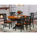 East West Furniture KENI7-BCH-W 7 Piece Modern Dining Table Set Consist of an Oval Wooden Table with Butterfly Leaf and 6 Dining Room Chairs, 42x60 Inch, Black & Cherry