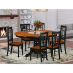 East West Furniture KENI7-BCH-W 7 Piece Modern Dining Table Set Consist of an Oval Wooden Table with Butterfly Leaf and 6 Dining Room Chairs, 42x60 Inch, Black & Cherry