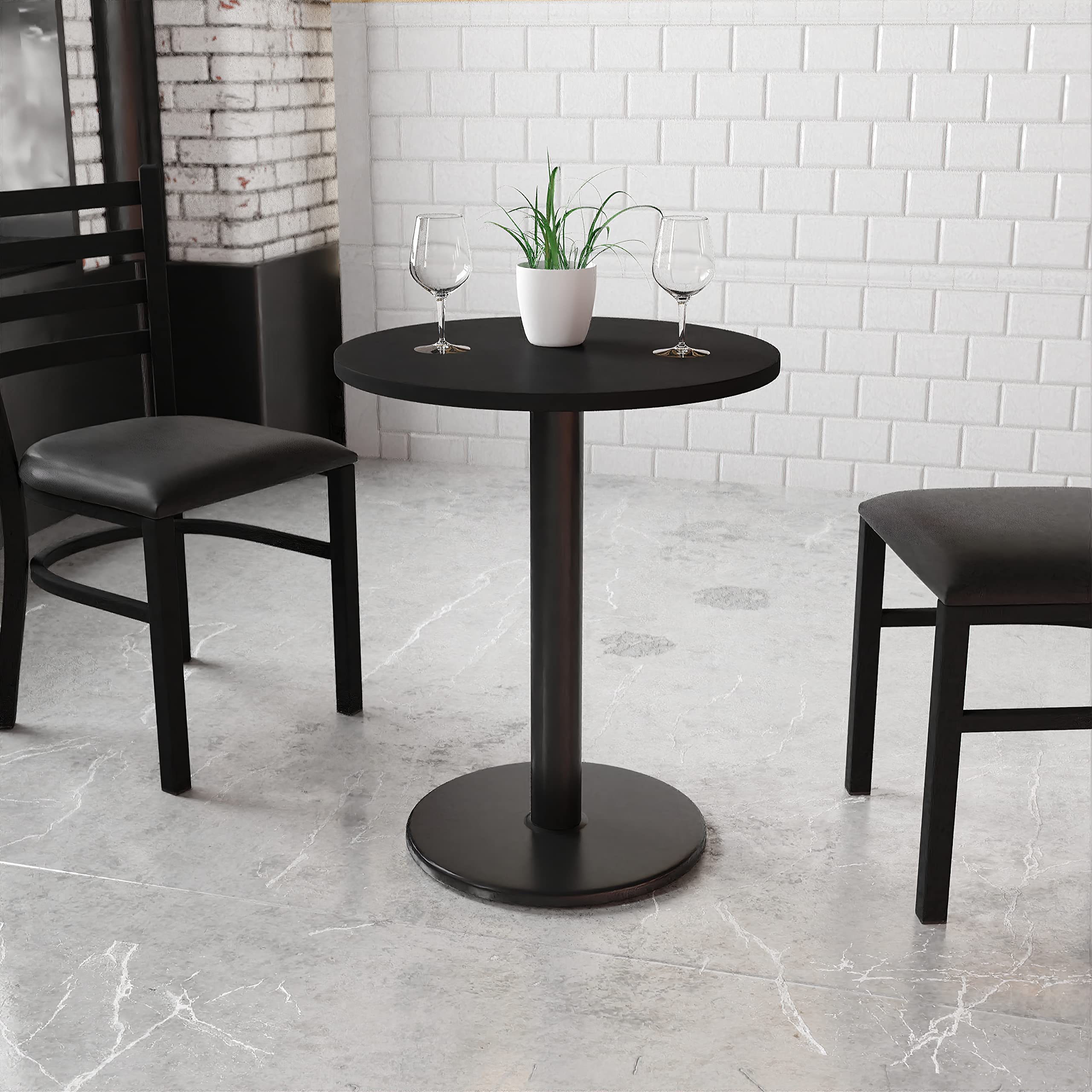 Flash Furniture 24'' Round Black Laminate Table Top with 18'' Round Table Height Base