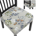 Searchi Stretch Dining Chair Seat Covers Set Of 6, Soft Removable Washable Seat Covers For Dining Chairs, Dining Room Seat Cover Protector (Rear-Covered, Green Grey Flower)