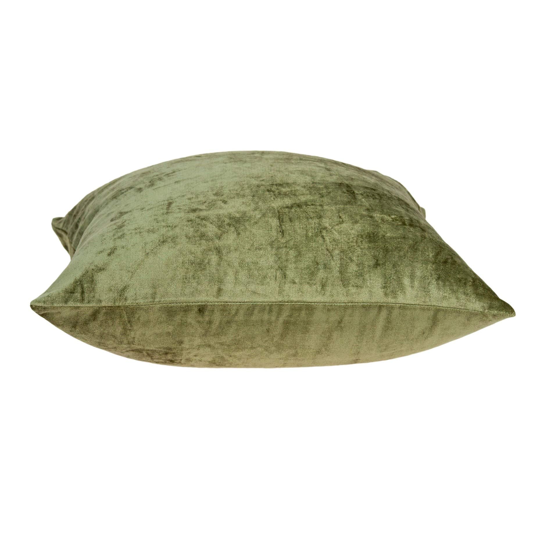 HomeRoots 50% Cotton, 50% Viscose 18' x 7' x 18' Transitional Olive Solid Pillow Cover with Poly Insert