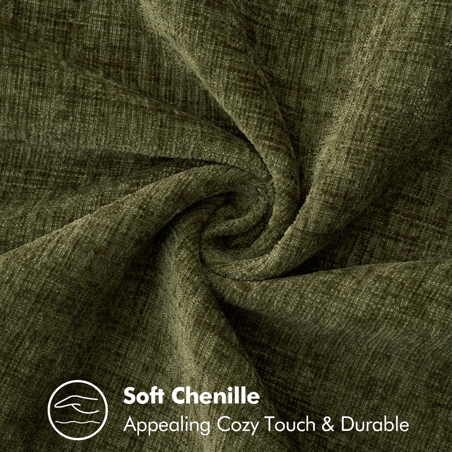 Miulee Pack Of 2 Couch Throw Pillow Covers 20X20 Inch Olive Green Farmhouse Decorative Pillow Covers With Stitched Edge Soft Chenille Solid Dyed Spring Pillow Covers For Sofa Bed Living Room