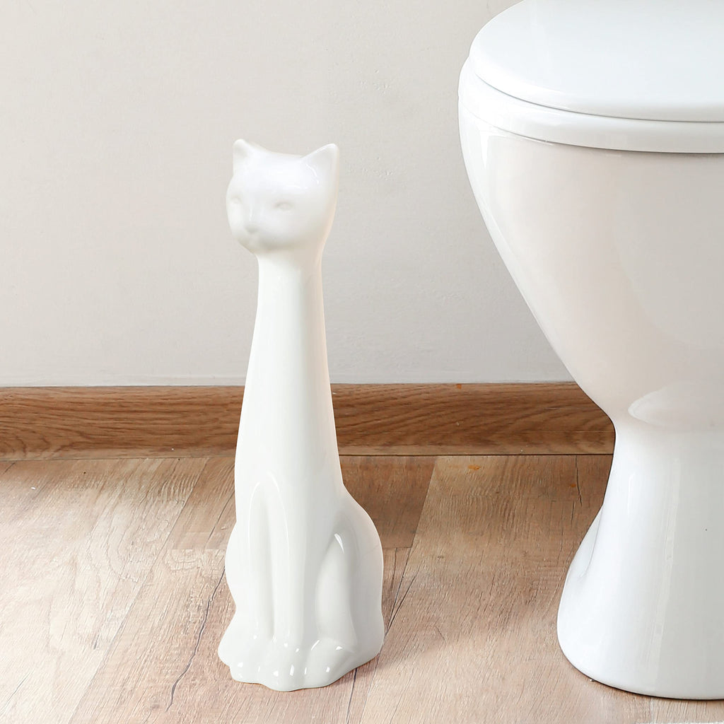 Allure Home Creation Ceramic Toilet Brush Holder & Soap Dispenser Set White Plastic Brush XBSCA02