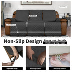Easy-Going Oversized Recliner Sofa Cover, Reversible Couch Cover For 3 Seat Recliner, Split Sofa Cover For Each Seat With Elastic Straps For Kids, Dogs, Pets (3 Seater, Dark Gray/Dark Gray)