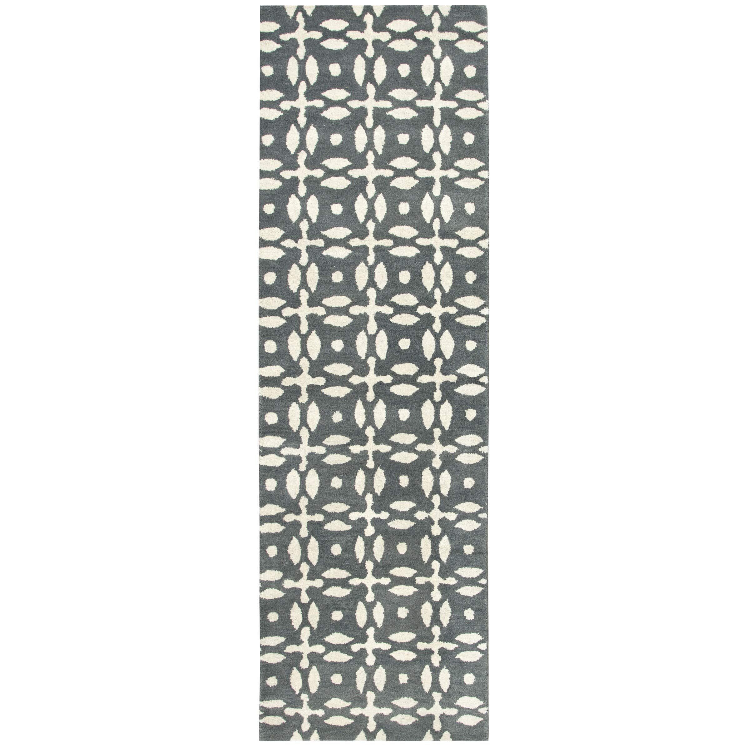 Rizzy Home Alora Decor Holland 2'6" X 8' Print Grey/Beige Hand-Tufted Area Rug