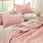 Litanika Oversized King Quilt Bedding Set,120X120Inch Super King Blush Pink Comforter Bedspreads Lightweight Bed Coverlets Boho