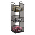 Safcoonyx Mesh Tower Organizer - 3 Compartments, Labels Included, Steel Mesh With Powder Coat, Black. Perfect For Breakroom Or C