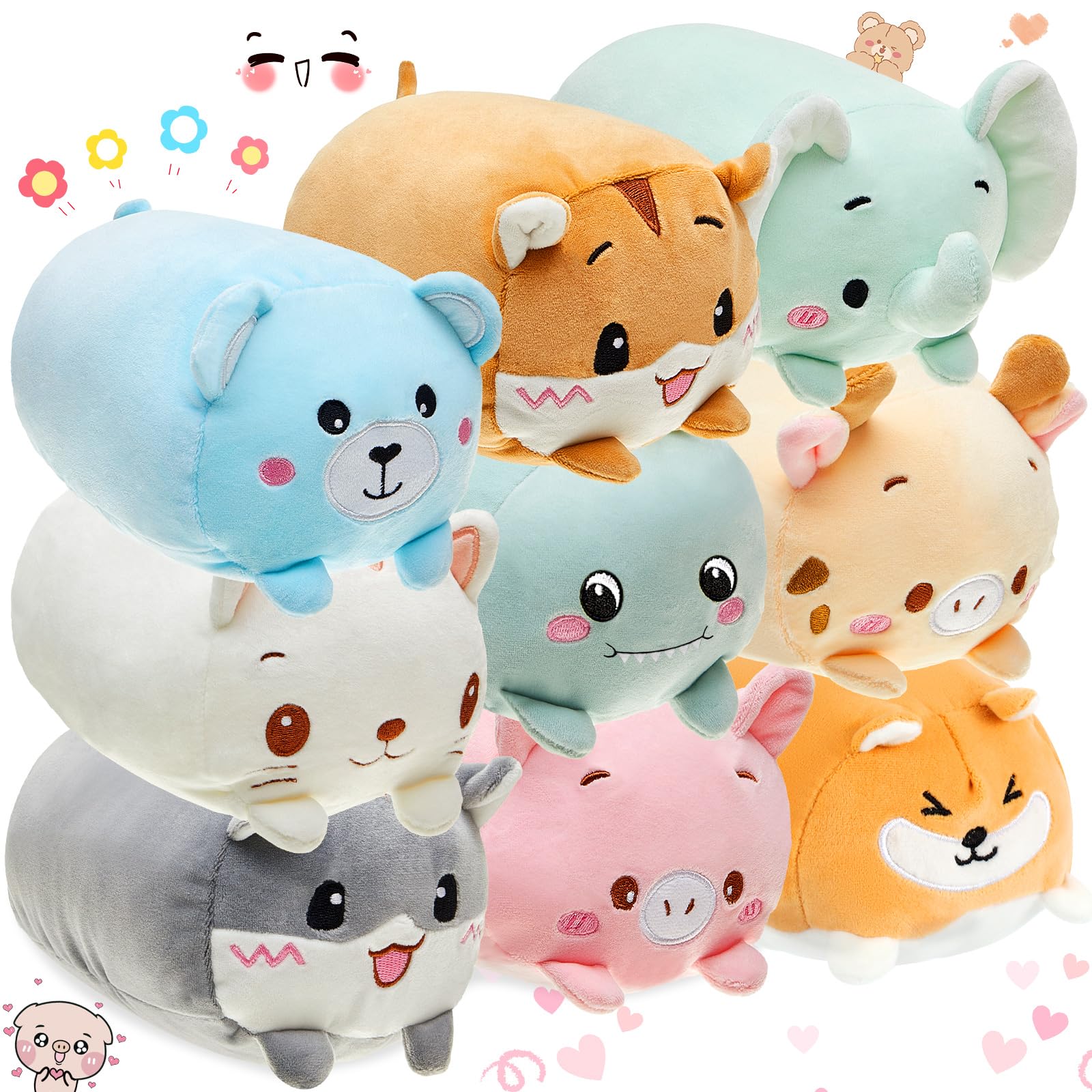 Leitee 18 Pcs Stuffed Animals Plush Bulk 8 Inch Cute Plushies Toys Plush Pillow for Boys Girls Birthday Gifts Box Toys for Class