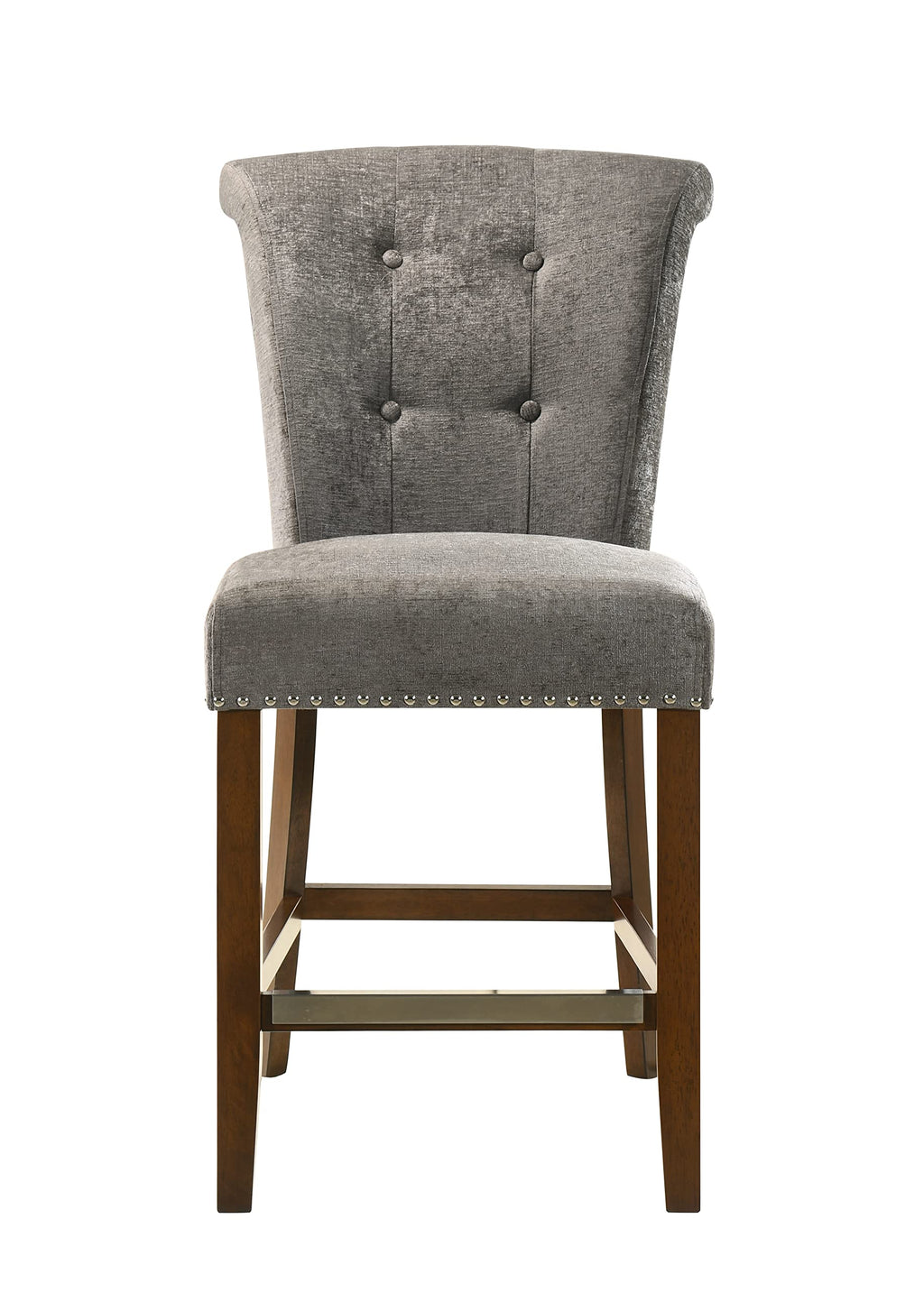 Lilola Home Auggie Gray Fabric Dining Chair with Nailhead Trim – Counter Height Design