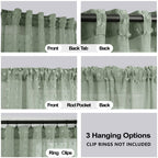 Koufall Sage Green Sheer Drapes Curtains 102 Inches Long For Living Room With Pom Pom Designer Patterned Curtains For Bedroom Window Set Of 2 Pieces,52X102 Inch Length