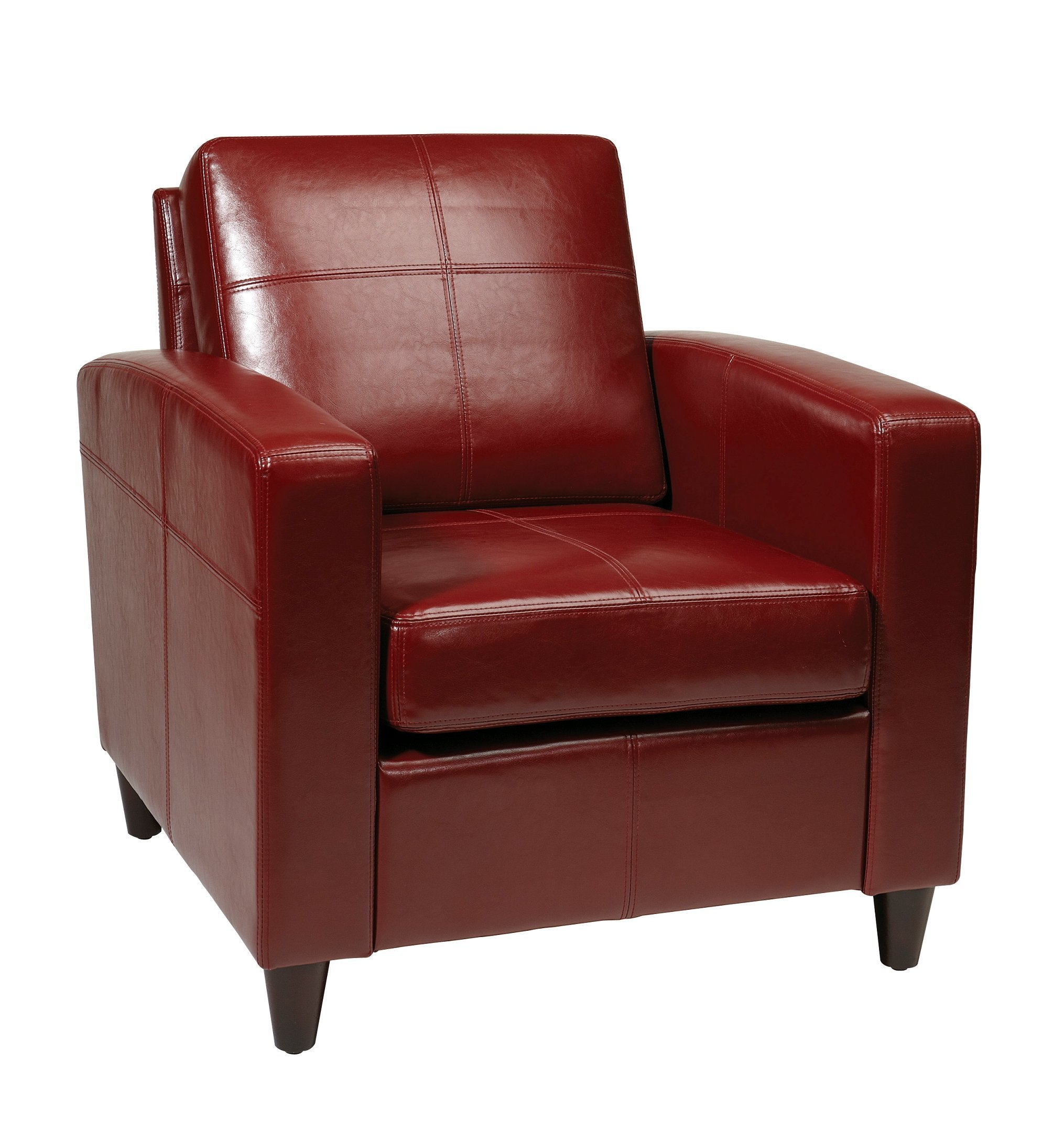 AVENUESIX OSP Home Furnishings Venus Club Accent Chair with Espresso Finish Legs, Crimson Red Faux Leather