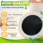 Reluen 12 Pcs Charcoal Filters for Compost Bucket - Activated Charcoal, Flexible Design, Strong Odor Absorption, 6.7 x 0.6 Inches, Black