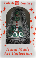 Polish Gallery Christmas Bell Ornament 4-Inch Blown Glass (Silver Embellished)