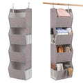 coastal rose 4Shelf Hanging Closet Organizer, Wide Trapezoid Hanging Shelves with Side Mesh Pockets, SpaceSaving Closet Storag